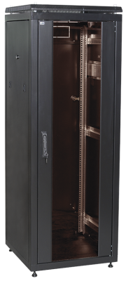 Шкаф сетевой 19", стеклянная передняя дверь LN05-24U66-G (черный)