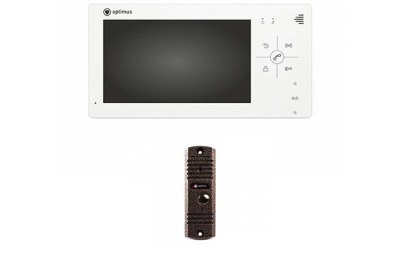 Комплект видеодомофона Optimus VM-7.0 (w)+ DS-700L (медь)